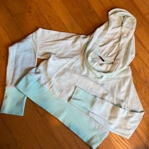 Women’s Cropped Hoodie - Light Mint and Cream Medium